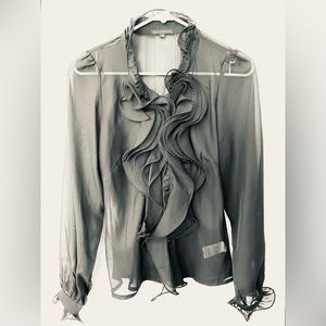 NWOT see through ruffle blouse